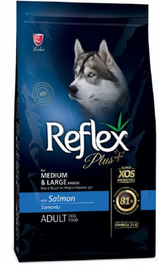 Reflex Plus Adult Medium/Large 15kg Hrană Uscată pentru Câini Adulţi de Rase Medii & Mari cu Somon