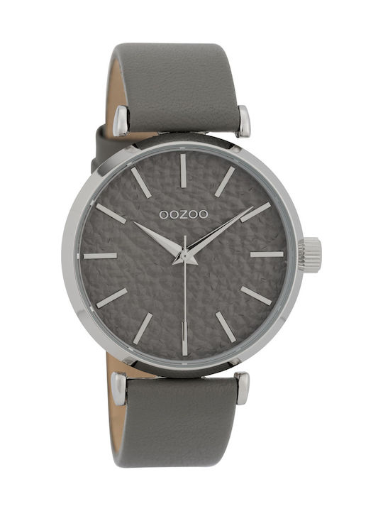 Oozoo Timepieces Watch with Gray Leather Strap