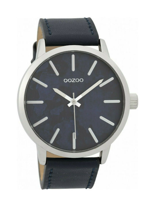 Oozoo Timepieces Battery Watch with Leather Strap Blue