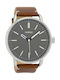 Oozoo Timepieces Watch Battery with Brown Leather Strap