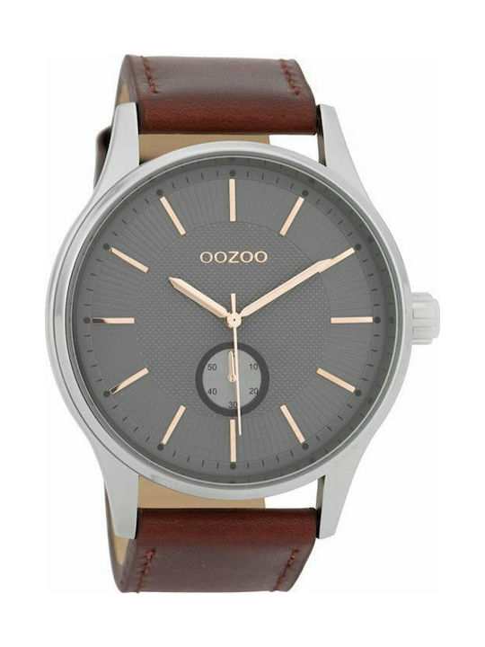 Oozoo Timepieces Watch Battery with Brown Leather Strap