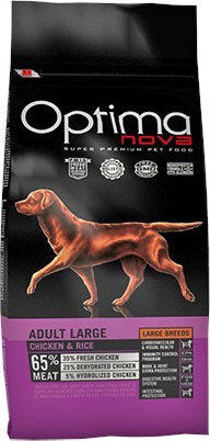 Optimanova Adult Large 12кг Суха Храна с Малко Зърнени храни за Възрастни Кучета от Големи Породи с Пилешко и Ориз