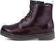 Xti Kids Patent Leather Military Boots with Zipper Burgundy