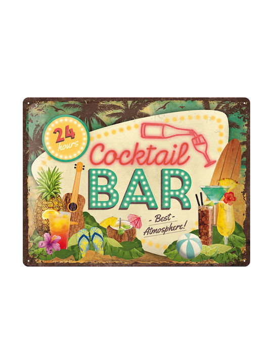 Nostalgic Art Metallic Wall Sign Cocktail Bar 40cm