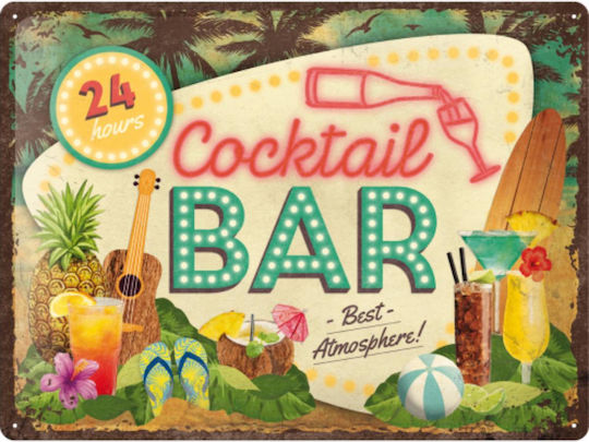 Nostalgic Art Διακοσμητική Πινακίδα Cocktail Bar Χειροποίητη από Μέταλλο 40x1x30cm