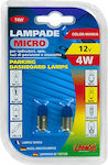 Lampa Lămpi Autoturismului Micro Lamp Blue BA9S / T4W 12V 4W 2buc