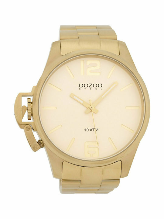 Oozoo Ανδρικό Ρολόι 48mm Μπαταρίας με Χρυσό Μετ...