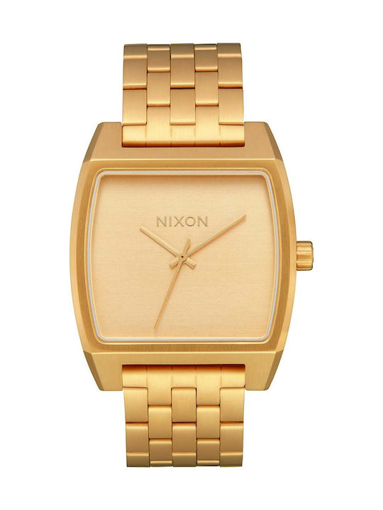 Nixon Time Tracker Watch Battery with Gold Metal Bracelet
