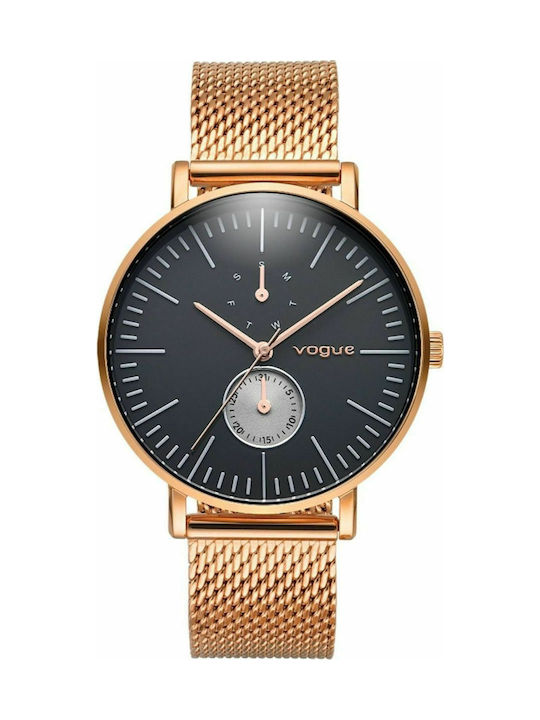 Vogue Mirror Watch Chronograph with Pink Gold Metal Bracelet