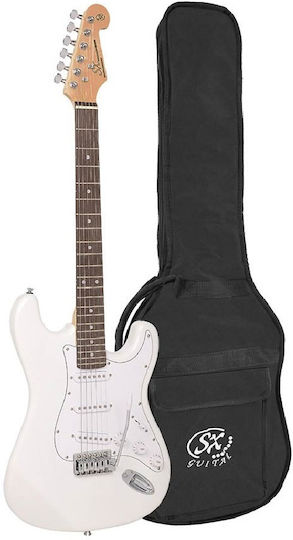 SX Guitars ED-1 White Chitară Electrică cu SSS Configurație Doze Albă cu Husă