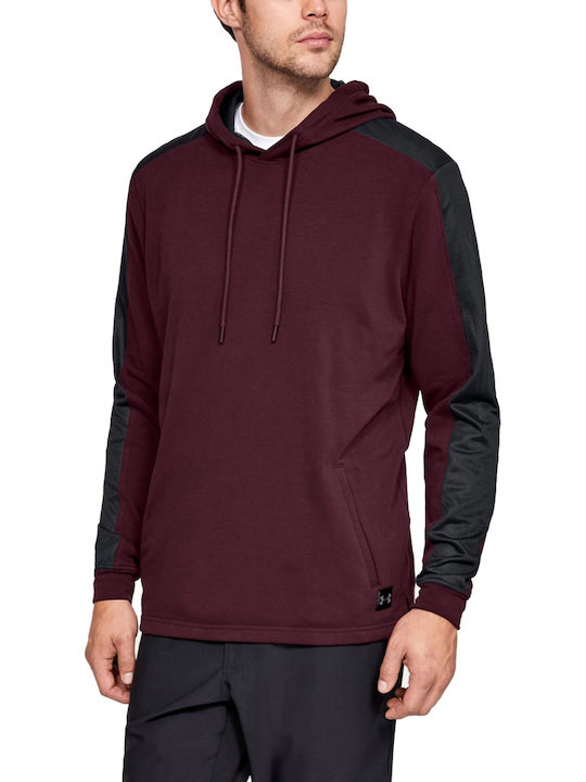 Under Armour Microthread Terry Herren Sweatshirt mit Kapuze und Taschen Burgundisch