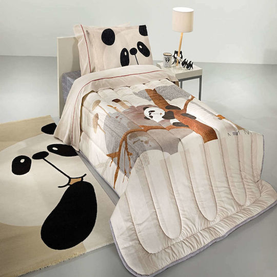 Saint Clair Παιδικό Πάπλωμα Μονό Panda Μπεζ 160x220εκ.