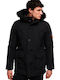 Superdry Everest Herren Winter Jacke Parka Schwarz