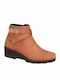 Scholl Peyton Leather Women's Ankle Boots Platform Tabac Brown