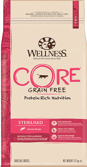 Wellness Core Grain Free Sterilised Dry Food Grain-Free for Adult Sterilized Cats with Sensitive Urinary with Salmon 1.75kg