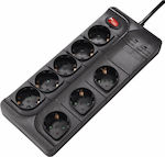 HAMA 8-Outlet Power Strip with Surge Protection 1.5m Black