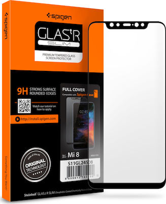 Spigen GLAS.tR Full Face Tempered Glass Black (Mi 8)