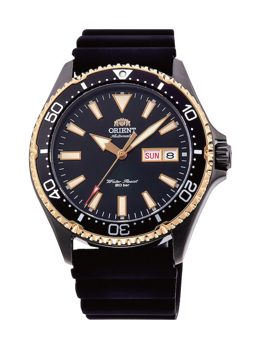 Orient Ρολόι Αυτόματο με Μαύρο Καουτσούκ Λουράκι