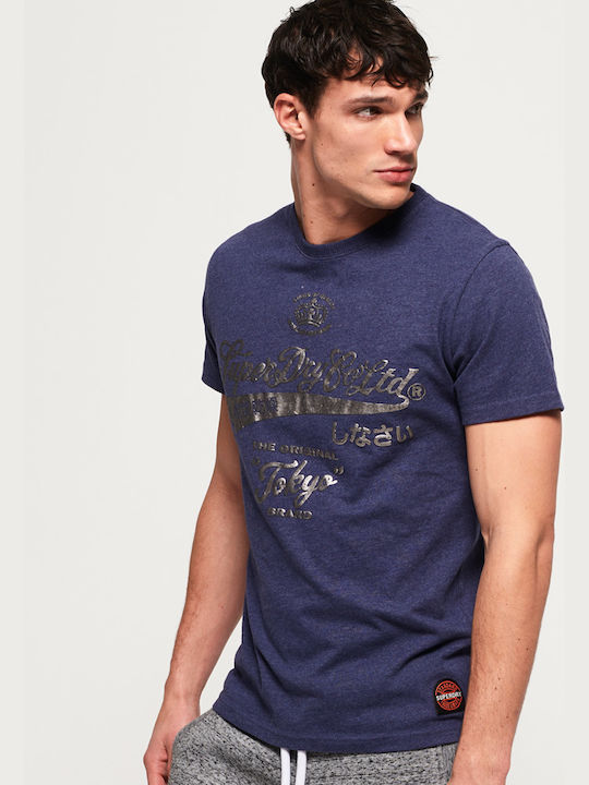 Superdry Tokyo Brand Heritage Classic T-shirt Bărbătesc cu Mânecă Scurtă Albastru marin M10024TR-BCY