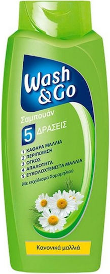 Wash & Go 5 Acțiuni Sampon De Par Reconstrucție/Hrană Și Volum Pentru Păr Normal 400ml