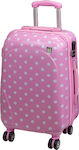 A2S Polka Dot Pink Cabin Suitcase H55cm Pink