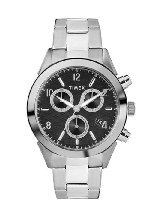 Timex Watch Chronograph Battery with Silver Metal Bracelet TW2R91000