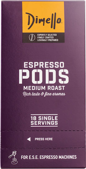 Dimello Капсули Еспресо Medium Roast Съвместими с машина E.S.E. Pod 18капси