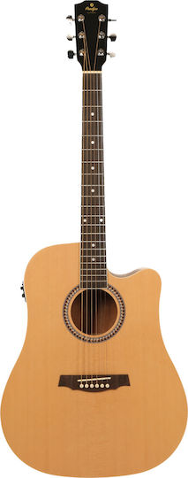 Prodipe Semi-Acoustic Guitar SD25 CEQ Dreadnought Cutaway Natural