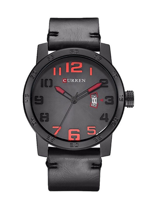 Curren Watch Battery with Gray Leather Strap