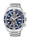 Citizen Promaster Marine Men's Watch 44mm Chronograph Eco - Drive with Silver Metal Bracelet