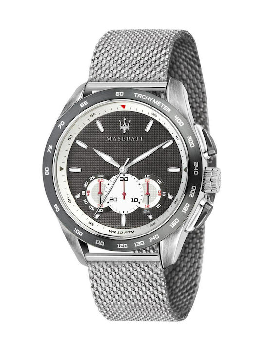 Maserati Traguardo Uhr Chronograph Batterie mit Silber Metallarmband