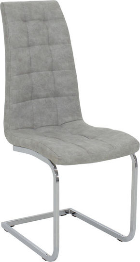 Darrell Dining Room Artificial Leather Chair Grey / Chrome 41x54x107cm 2pcs