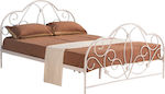 Ariel Κρεβάτι Διπλό Μεταλλικό Semy Glossy White / Με Τάβλες 150x200cm