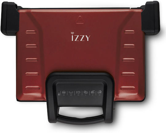 Izzy Family Grill Ceramic Τοστιέρα Γκριλιέρα με Αποσπώμενες Κεραμικές Πλάκες 2100W Κόκκινη