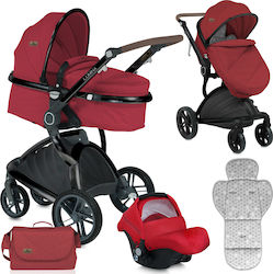 Lorelli Lumina 3 in 1 Adjustable 3 in 1 Baby Stroller Suitable for Newborn Burgundy 12kg