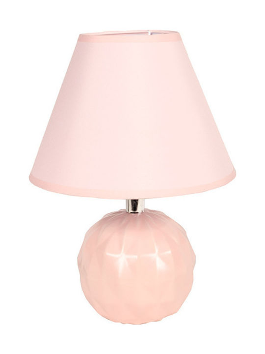 Keskor Ceramic Table Lamp for Socket E14 with Pink Shade and Base