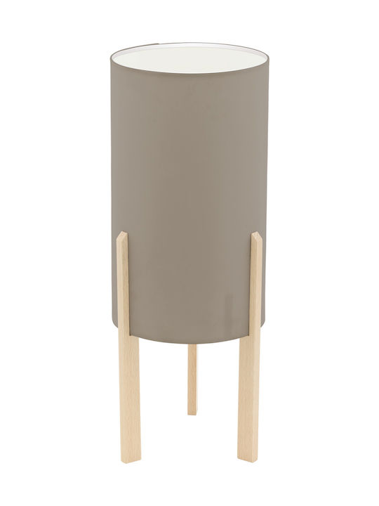 Eglo Wood Table Lamp for Socket E27 with Brown Shade and Beige Base