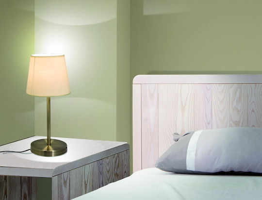 Home Lighting Metall Tischlampe für Fassung E27 mit Weiß Schirm und Silber Basis