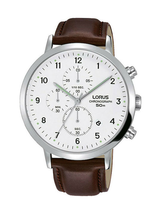 Lorus Watch Chronograph Battery with Brown Leather Strap RM317EX8