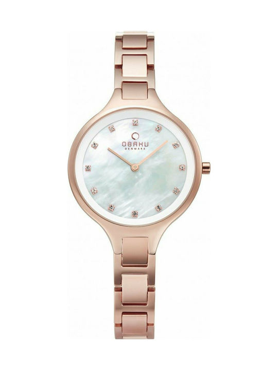 Obaku Iris Watch with Pink Gold Metal Bracelet