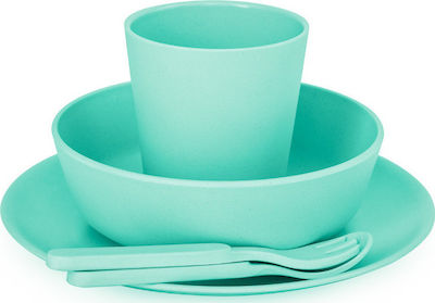 Bobo & boo Feeding Set made of Bamboo Turquoise 5pcs