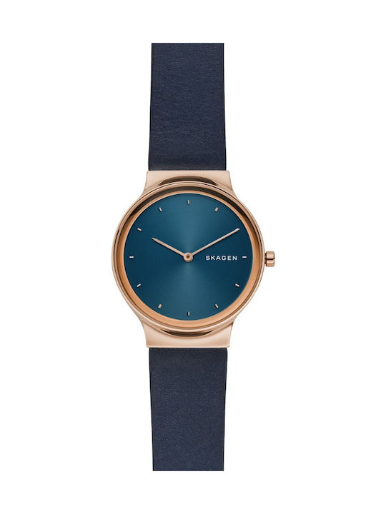 Skagen Freja Uhr mit Blau Lederarmband