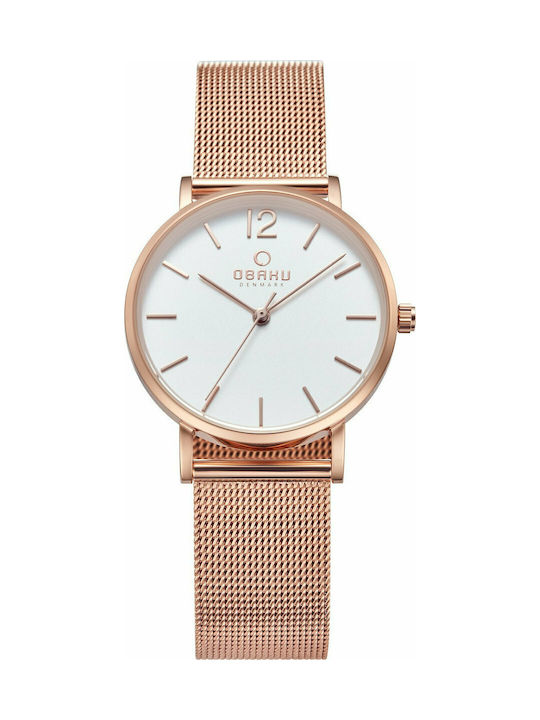 Obaku Watch with Pink Gold Metal Bracelet V197LXVWMV