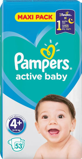 Pampers Памперси с лента Active Baby № 4+ за 10-15 kgкг 53бр