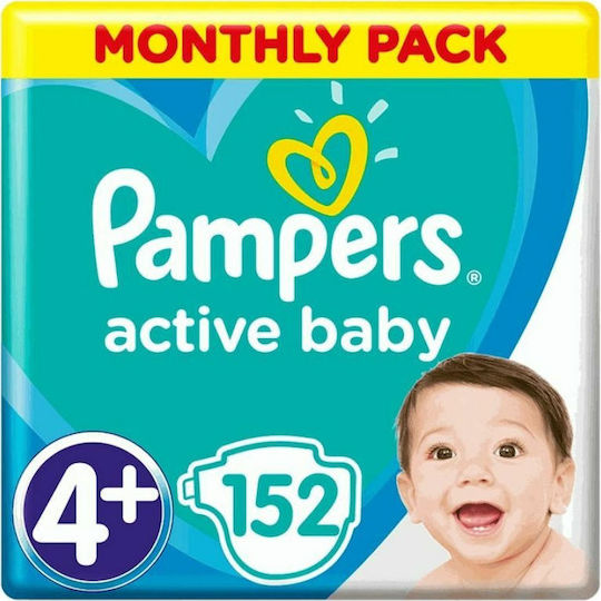 Pampers Active Baby Памперси с лента No. 4+ за 10-15 kg 152pcs