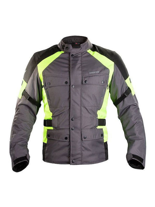 Horizon Men's Motorcycle Jacket 4 Seasons Waterproof Dark Grey/Fluo