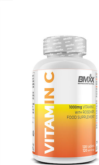 BMXX BODYMAXX SPORTSNUTRITION Vitamin C + Rose Hips Vitamin für Stärkung des Immunsystems, die Haut & Antioxidative Wirkung 1000mg 120 Tabletten