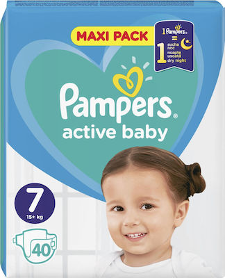 Pampers Πάνες με Αυτοκόλλητο Active Baby No. 7 για 15+kg 40τμχ