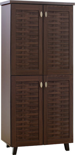 Mantam Wooden Shoe Organizer with 8 Shelves Brown 78x40x170.5cm