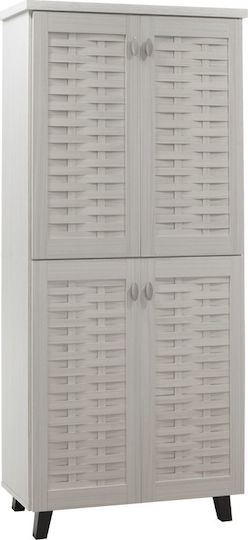 Mantam Wooden Shoe Organizer with 8 Shelves White 78x40x170.5cm